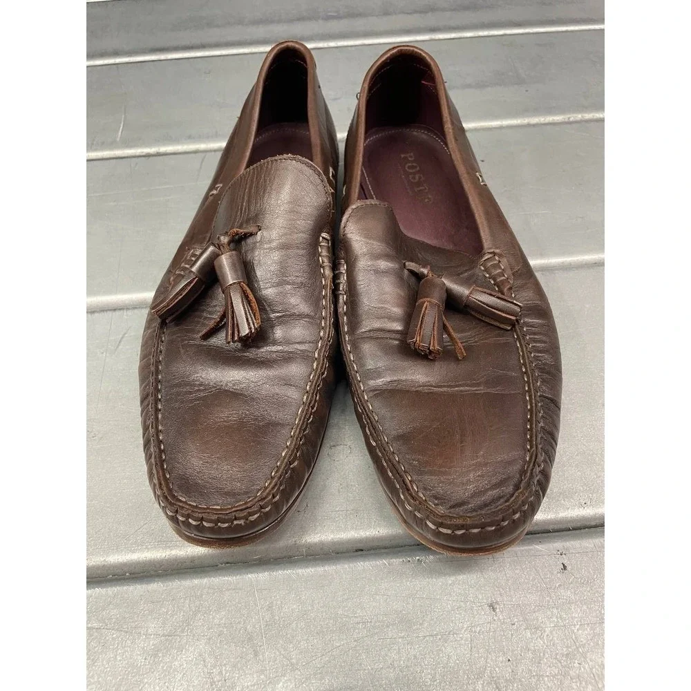 Poste Lavorazione Artigianale Loafers‎ Mens EU 42 US 9 Brown Leather Tassels